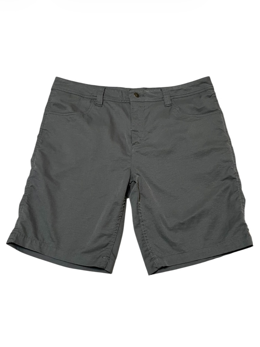 Men's Toad&Co Performance Flat Front Chino Shorts Gray Size 36 Hiking Outdoors